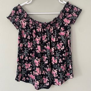 american eagle floral off the shoulder top